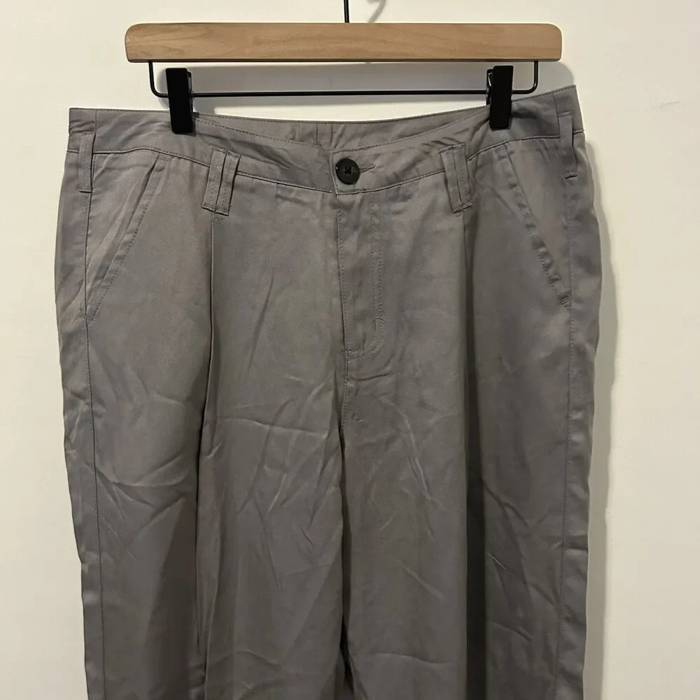 Sundance Women's Gray Tencel Pleated High Rise Straight Pants Size 12 Office - Picture 3 of 11